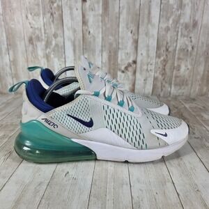 Nike Air Max 270 White Teal Blue Running Shoes Mens Size 10.5 Sneakers